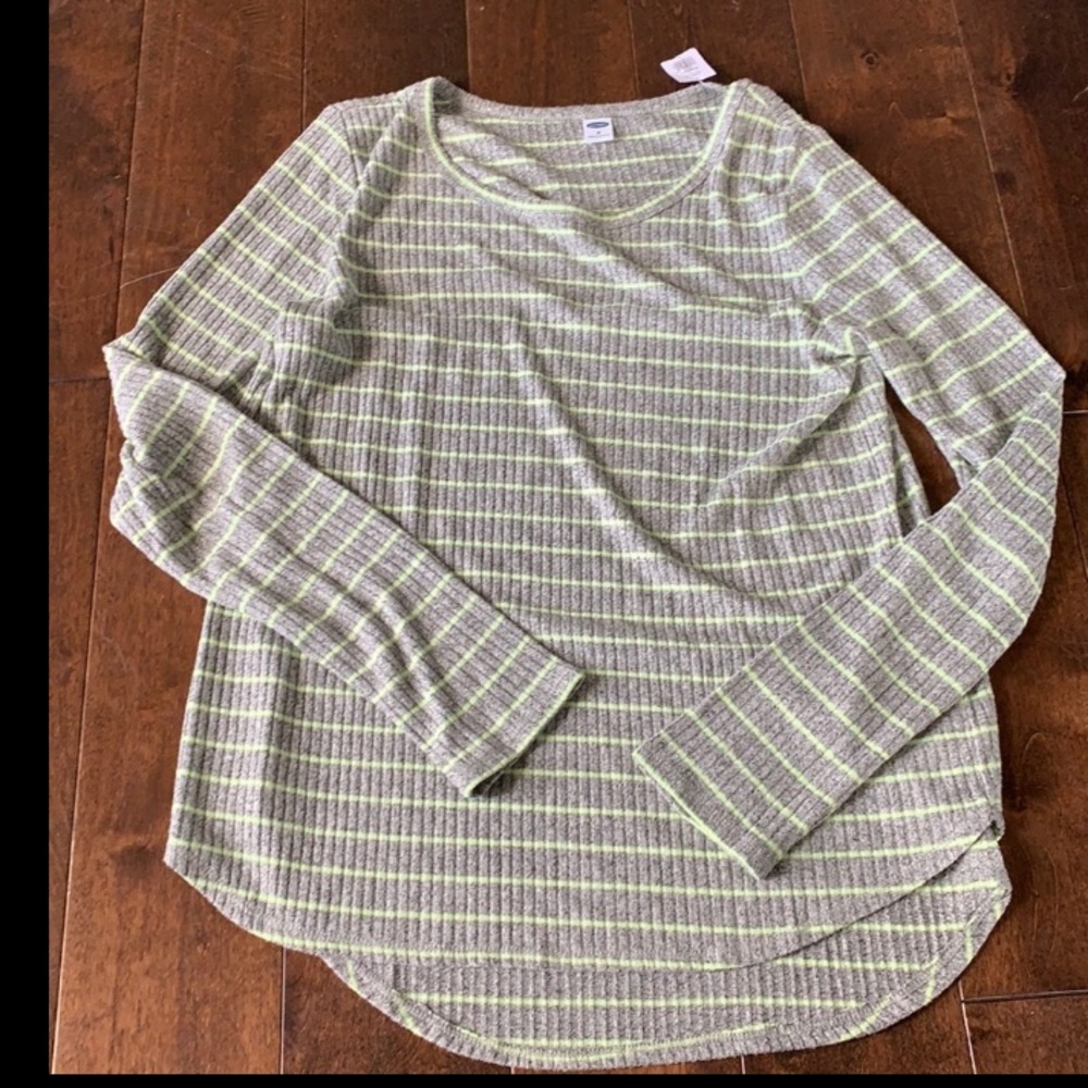 Brand new grey and lime striped shirt